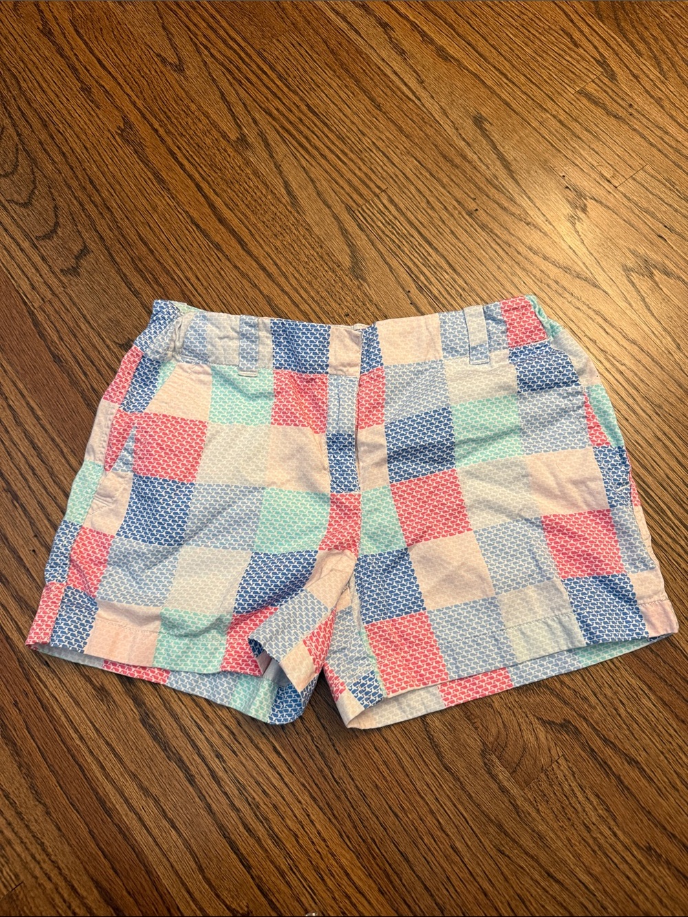 Vineyard Vines Girls Whale Pastel Patchwork Cotton Shorts
